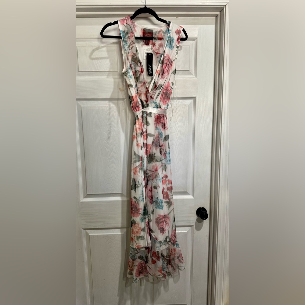Floral Maxi Dress with Pink and Green Accents - Picture 1 of 2